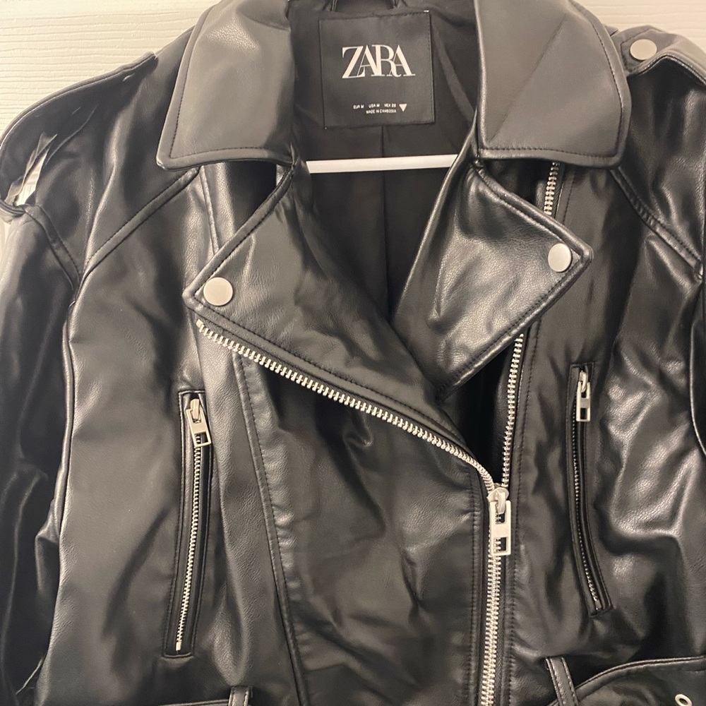 Zara Black Faux Leather Moto Jacket